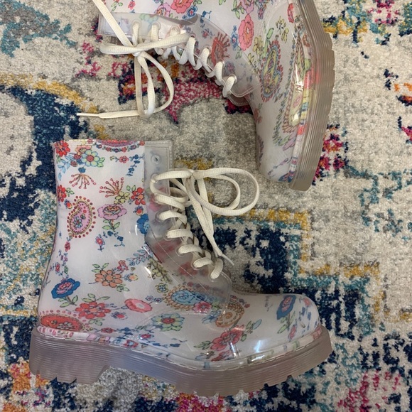 ‘Gossip’ Lace Up Combat Jelly Boots - Picture 3 of 7
